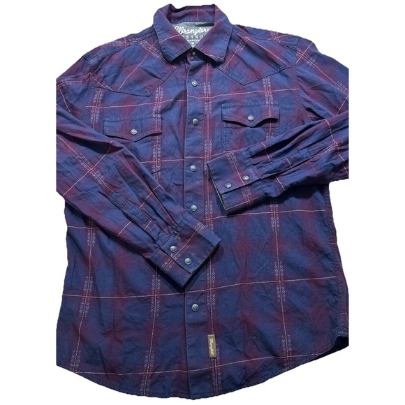 Wrangle Retro Blue Pearl Snaps Long‎ Sleeve, Double Pocket, Medium - Picture 4 of 11